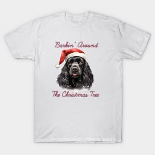 Christmas American Cocker Spaniel Dog in Santa Hat T-Shirt